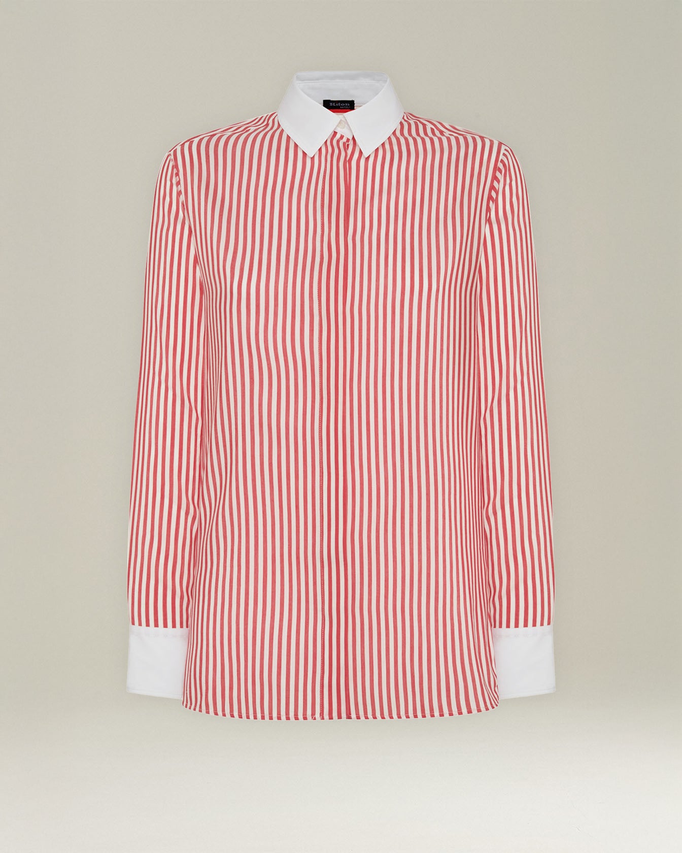Kiton Cotton Silk Streifenhemd Baumwoll-Seide