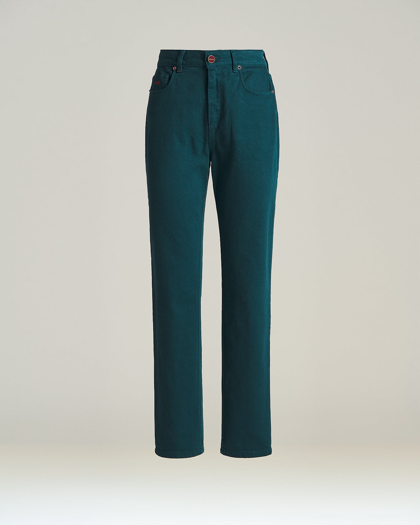 Kiton Jeans Stretch Petrolgrün 5-Pocket Größe 40