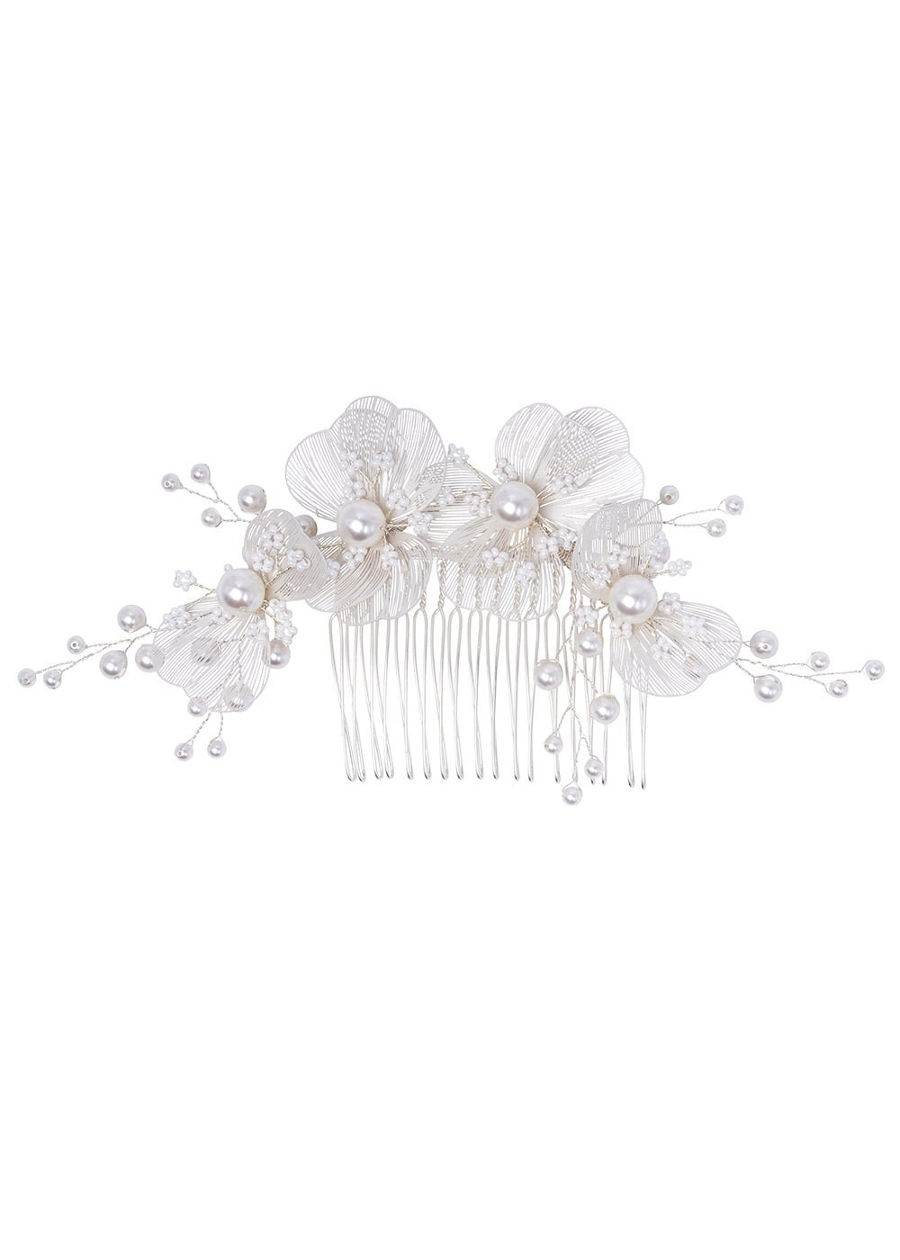 Elizabeth Bower Orchid Floral Haarkamm Mattgold Perle
