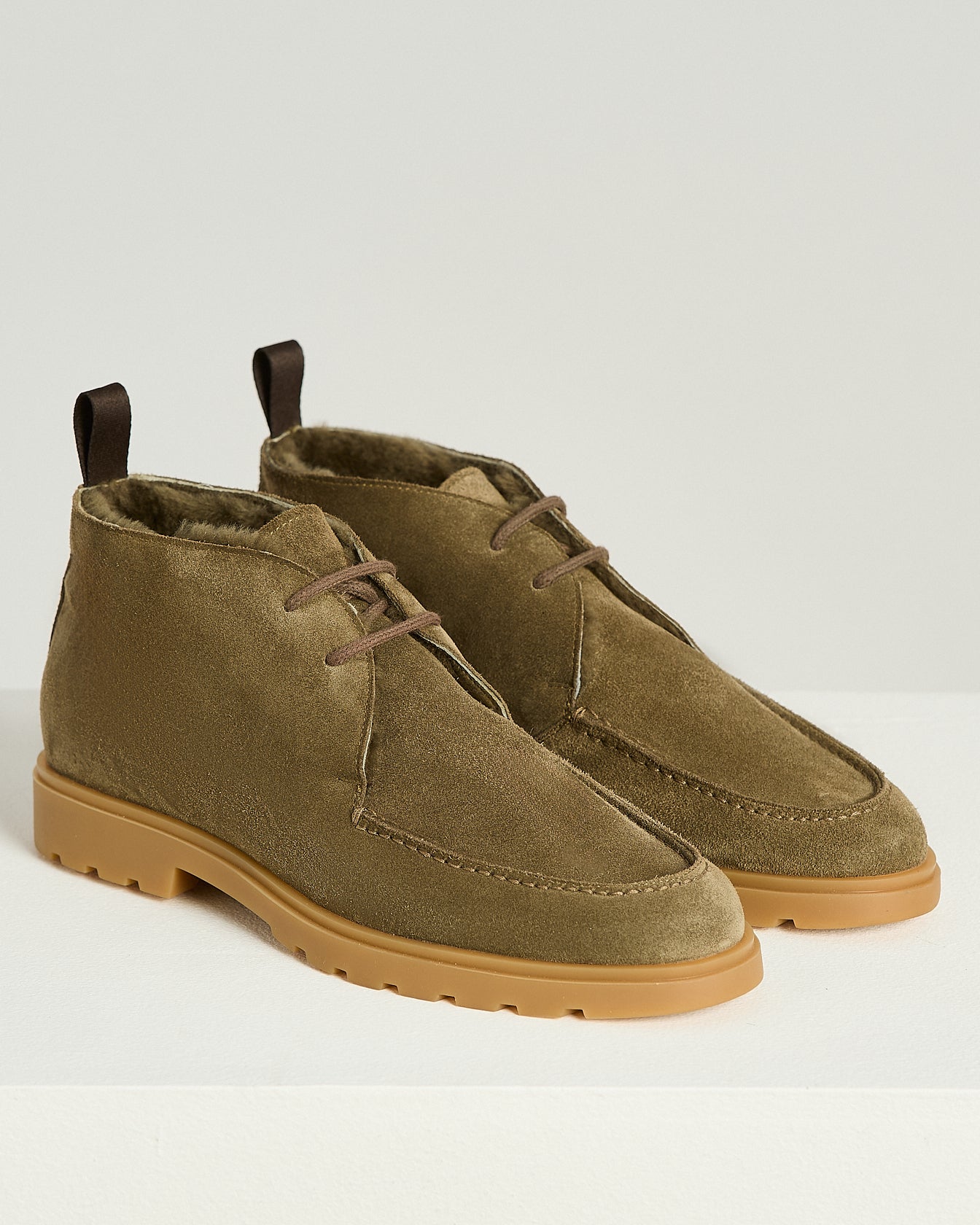 Kiton High-Top Schuhe Taupe Velours Lammfell