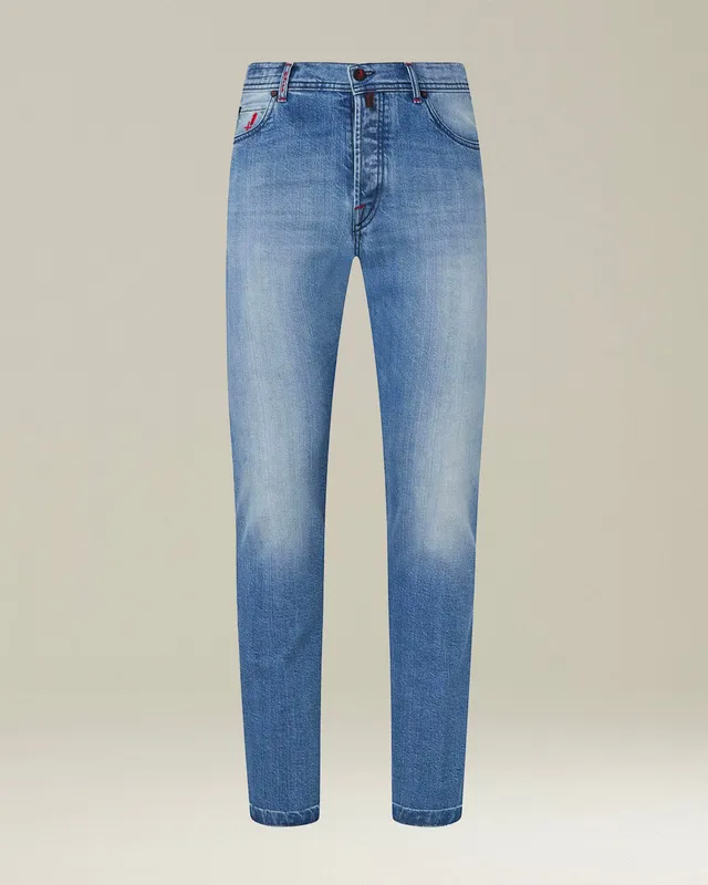 Kiton Slim Five-Pocket Jeans Blau Baumwolle Gr. 50