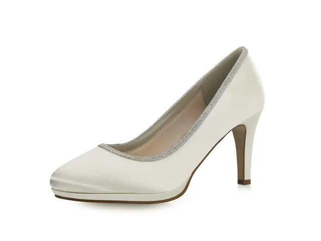 Rainbow Club Yanna Pumps Ivory Satin Glitzer Plateau