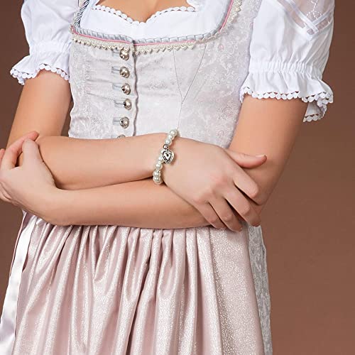 Alpenflüstern DAHEIM Perlen Trachtenarmband Herz creme