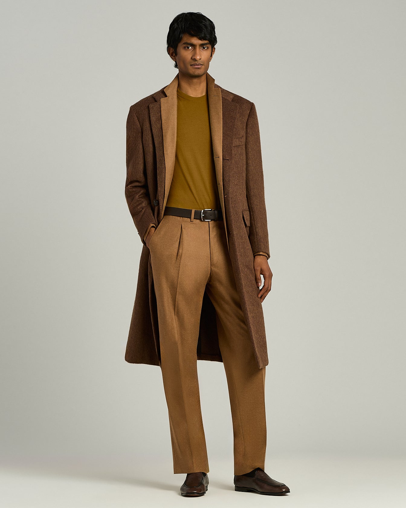 Kiton Knitwear Cognac 14-Micron Wool Sweater Gr. L Wolle