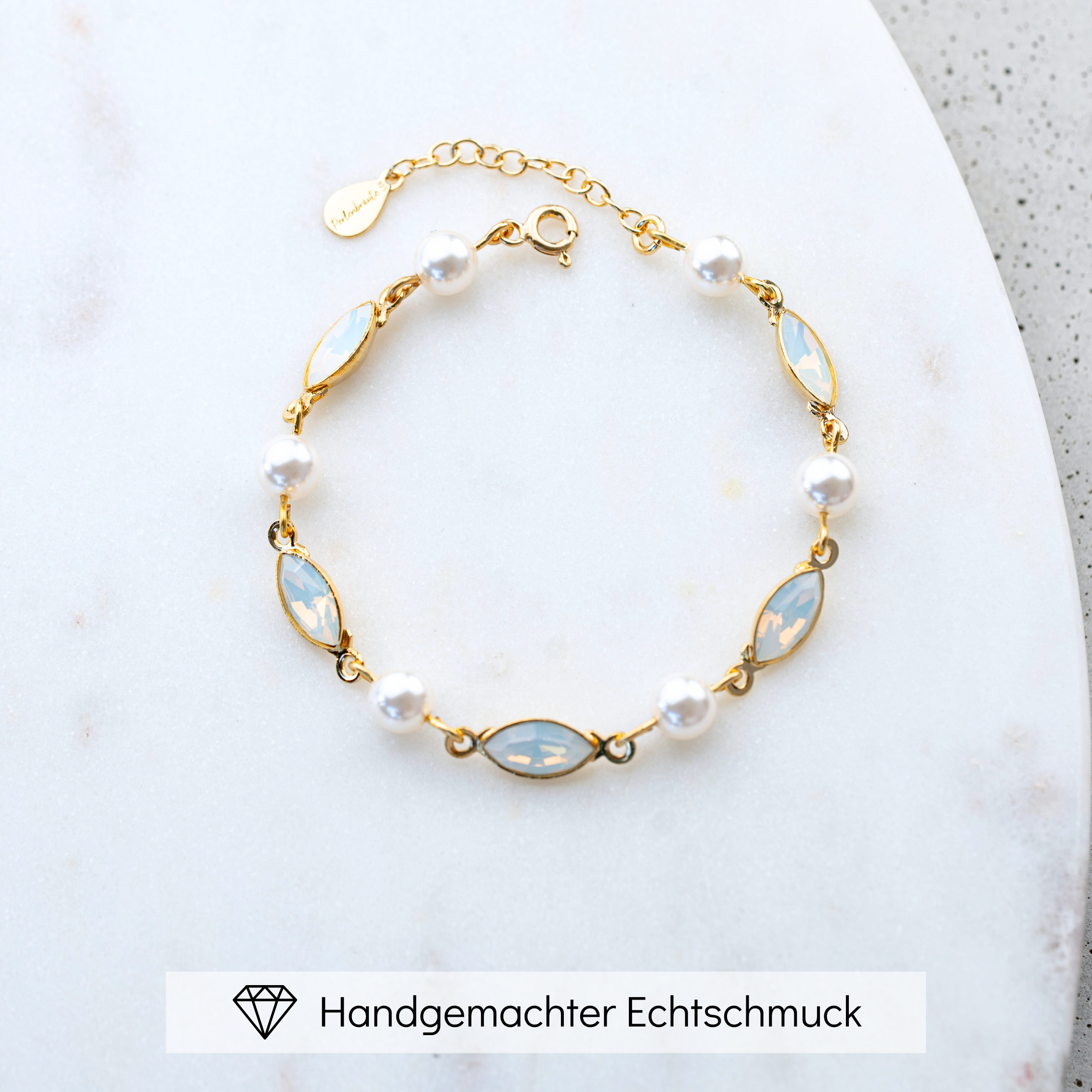 Perlenbräute Kylie Armband Gold mit Perlen und Kristallen