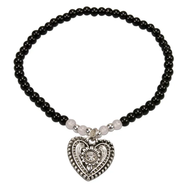Alpenflüstern DAHEIM DAB055 Trachtenherz Armband schwarz-creme