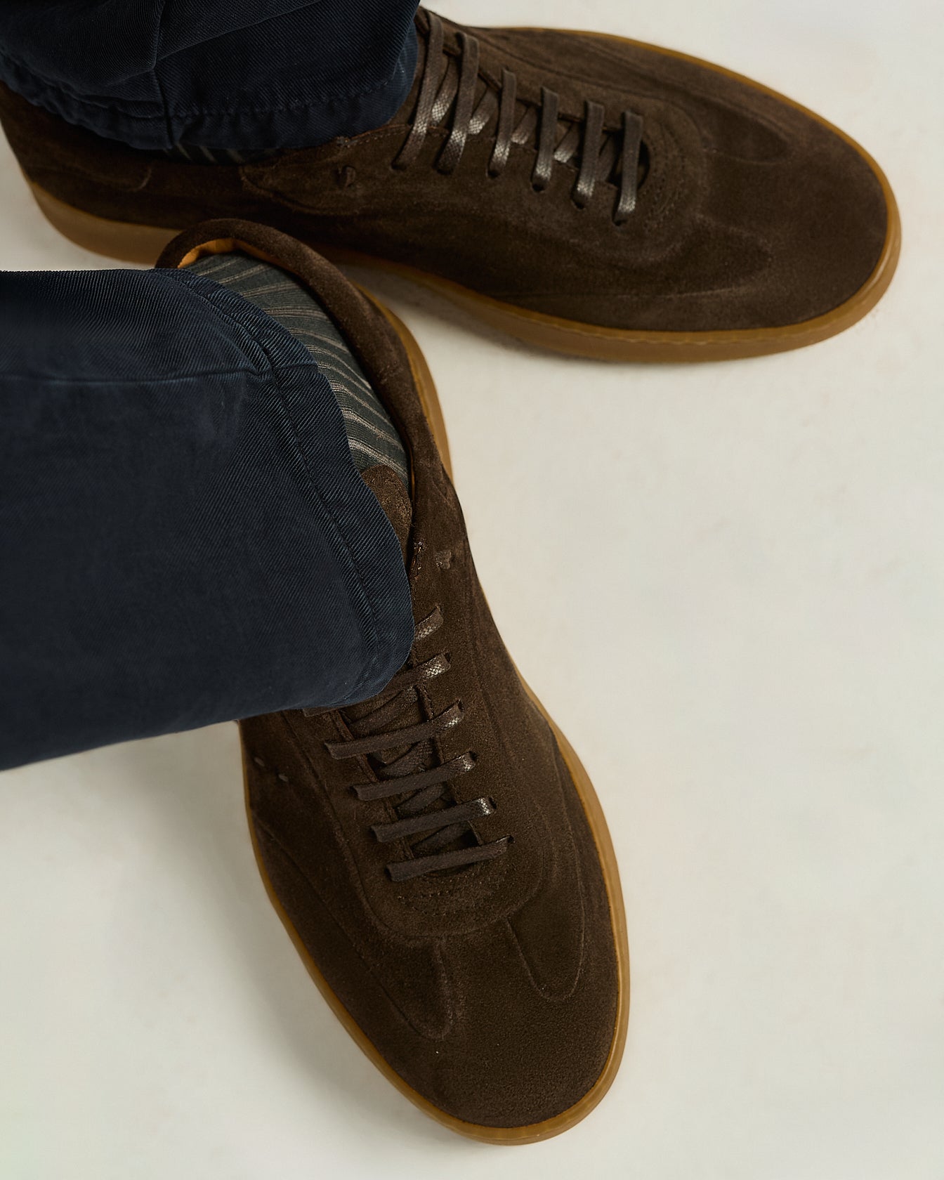 Kiton Shoes Suede Sneaker Dunkelbraun Gr. 43 perforiert