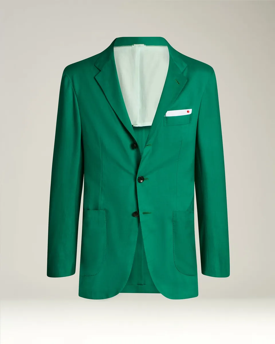 Kiton Jackets Grünes Kaschmir Sakko Einreihig Wollstoff