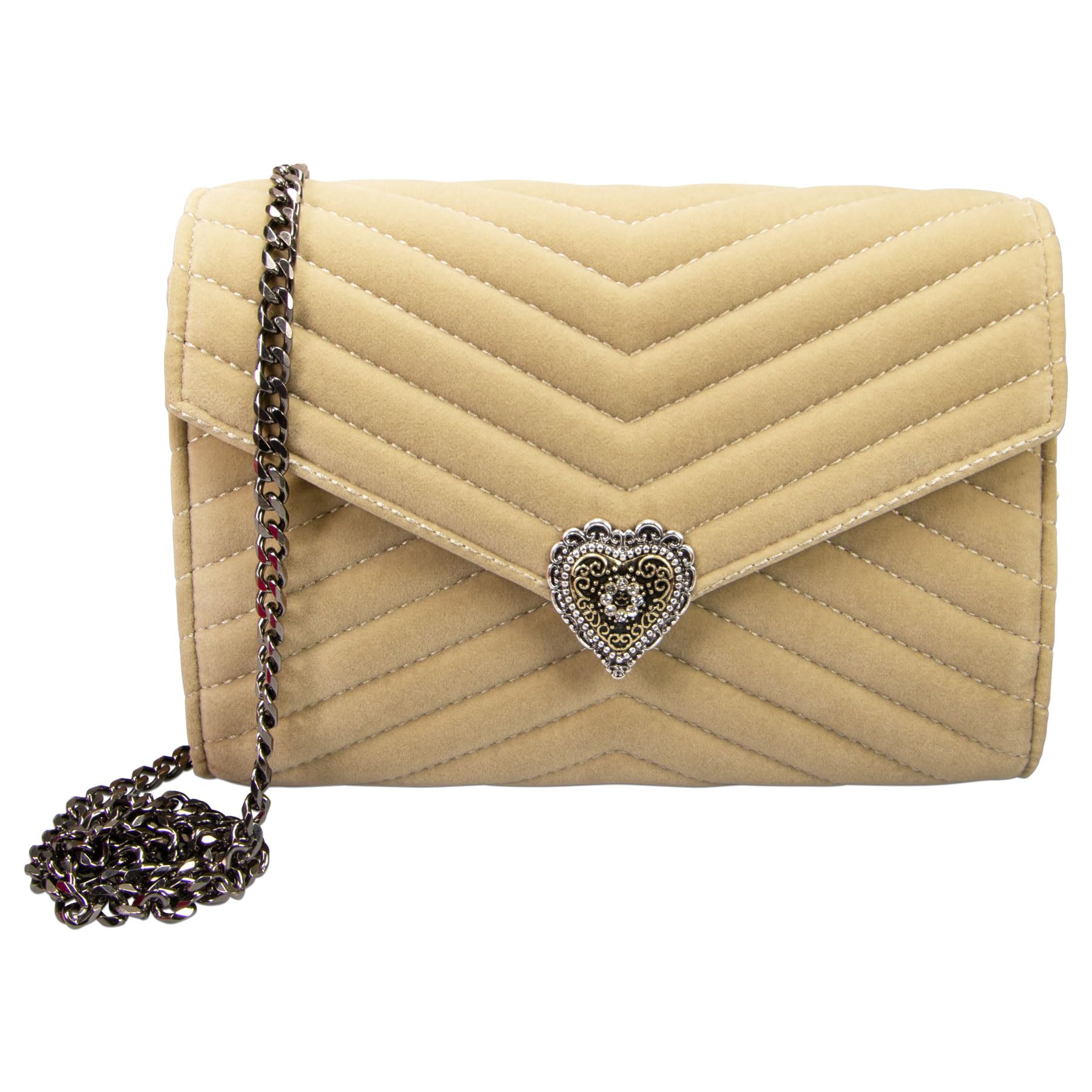 Alpenflüstern DAHEIM Trachtenherz Samtclutch Blau 22x15 cm