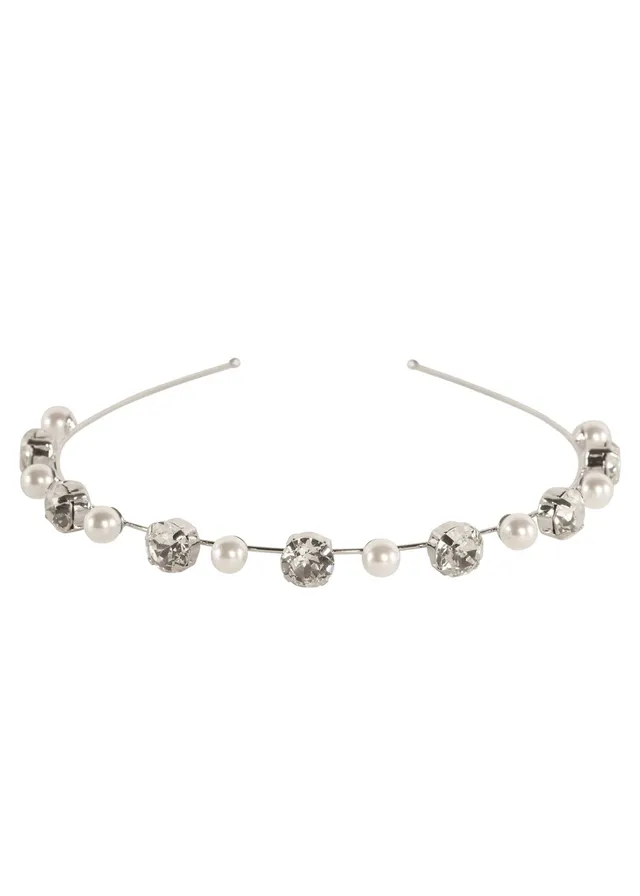 Elizabeth Bower Duet Mini Pearl Haarreif Rhodium Perlen