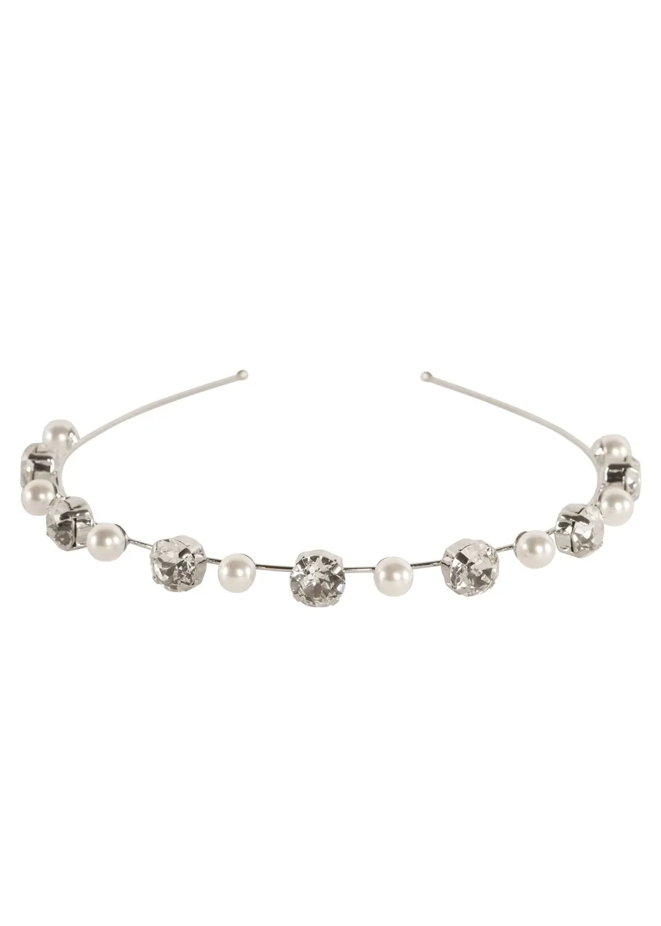 Elizabeth Bower Duet Mini Pearl Haarreif Rhodium Perlen