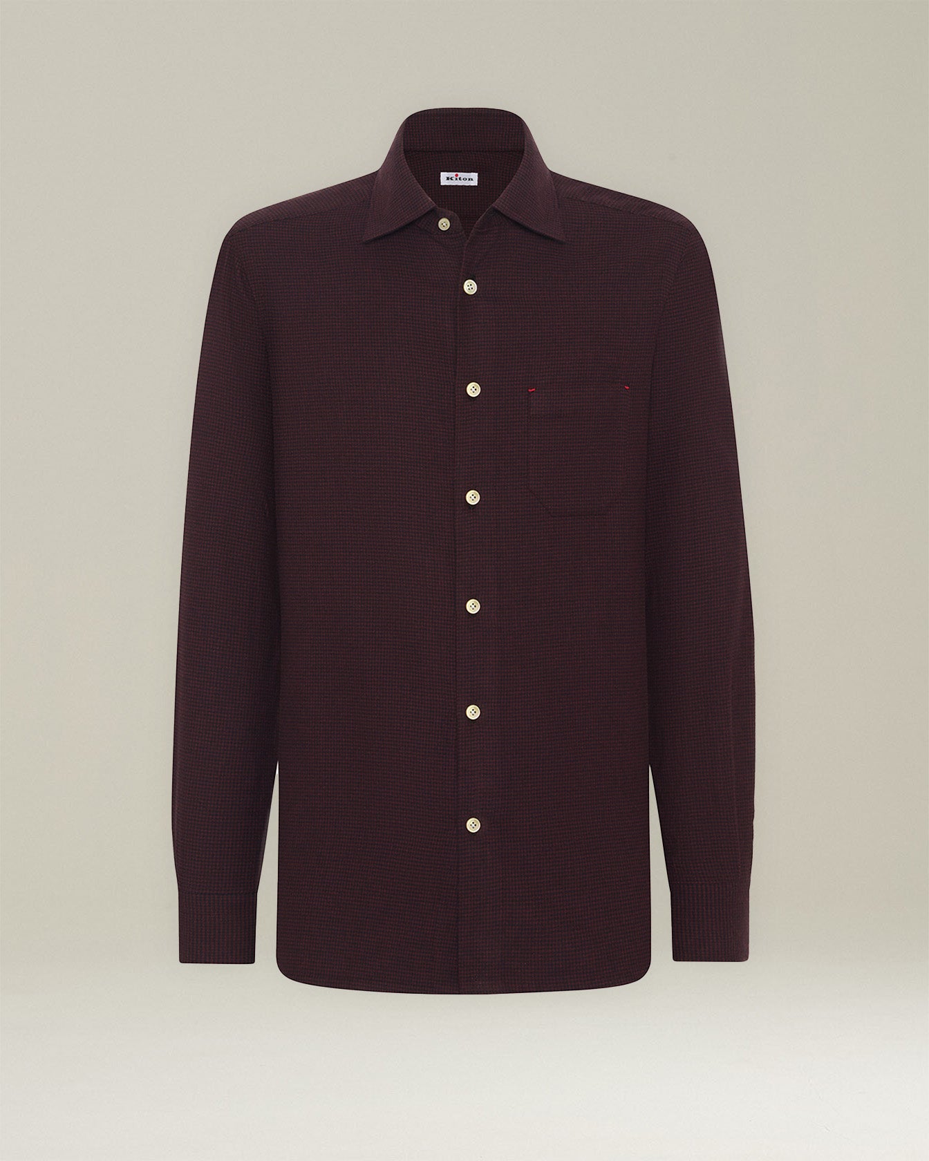 Kiton Nerano Flanellhemd Hahnentritt Baumwoll-Flanell