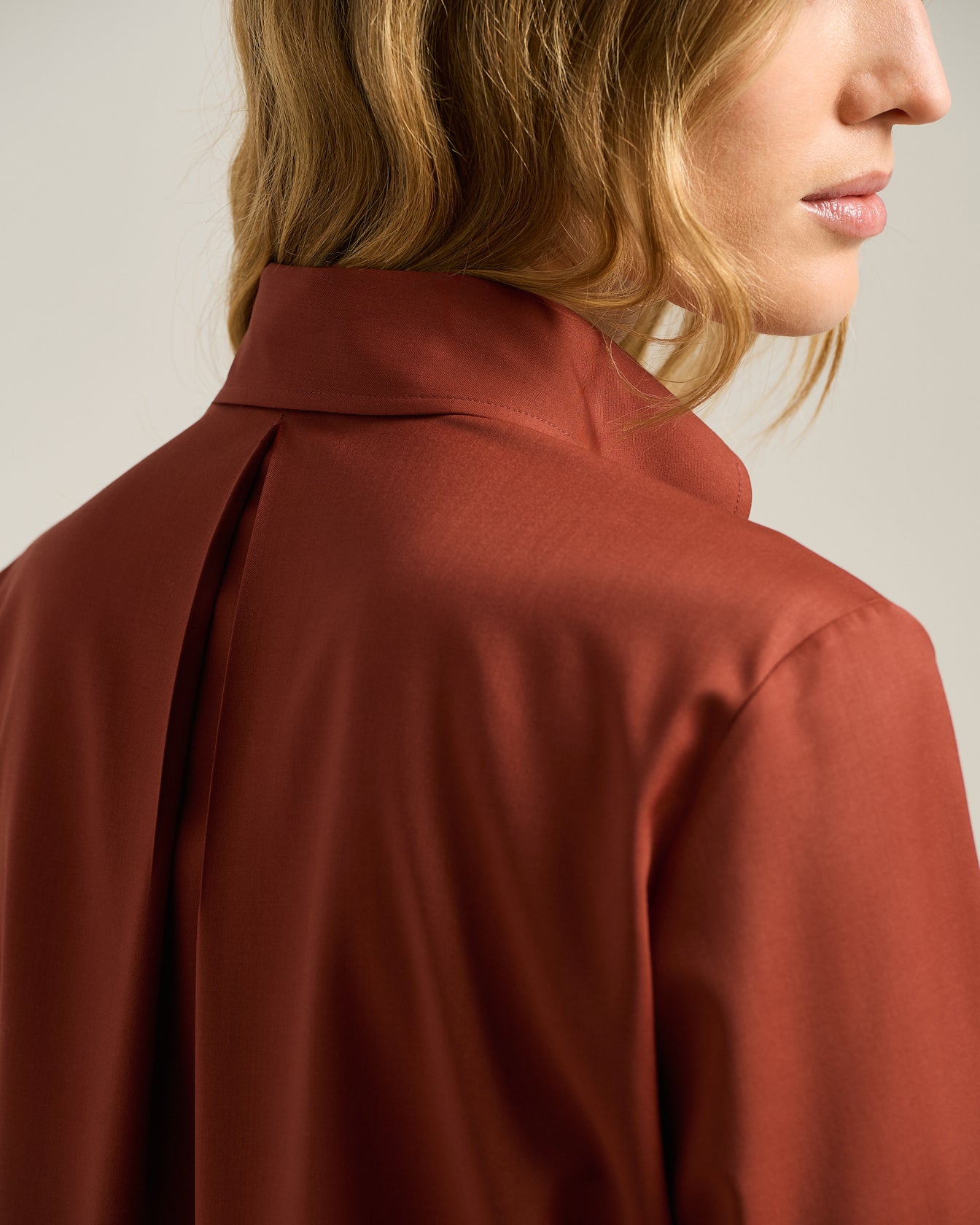 Kiton Shirts Terracotta Wool Bluse 40 reine Wolle