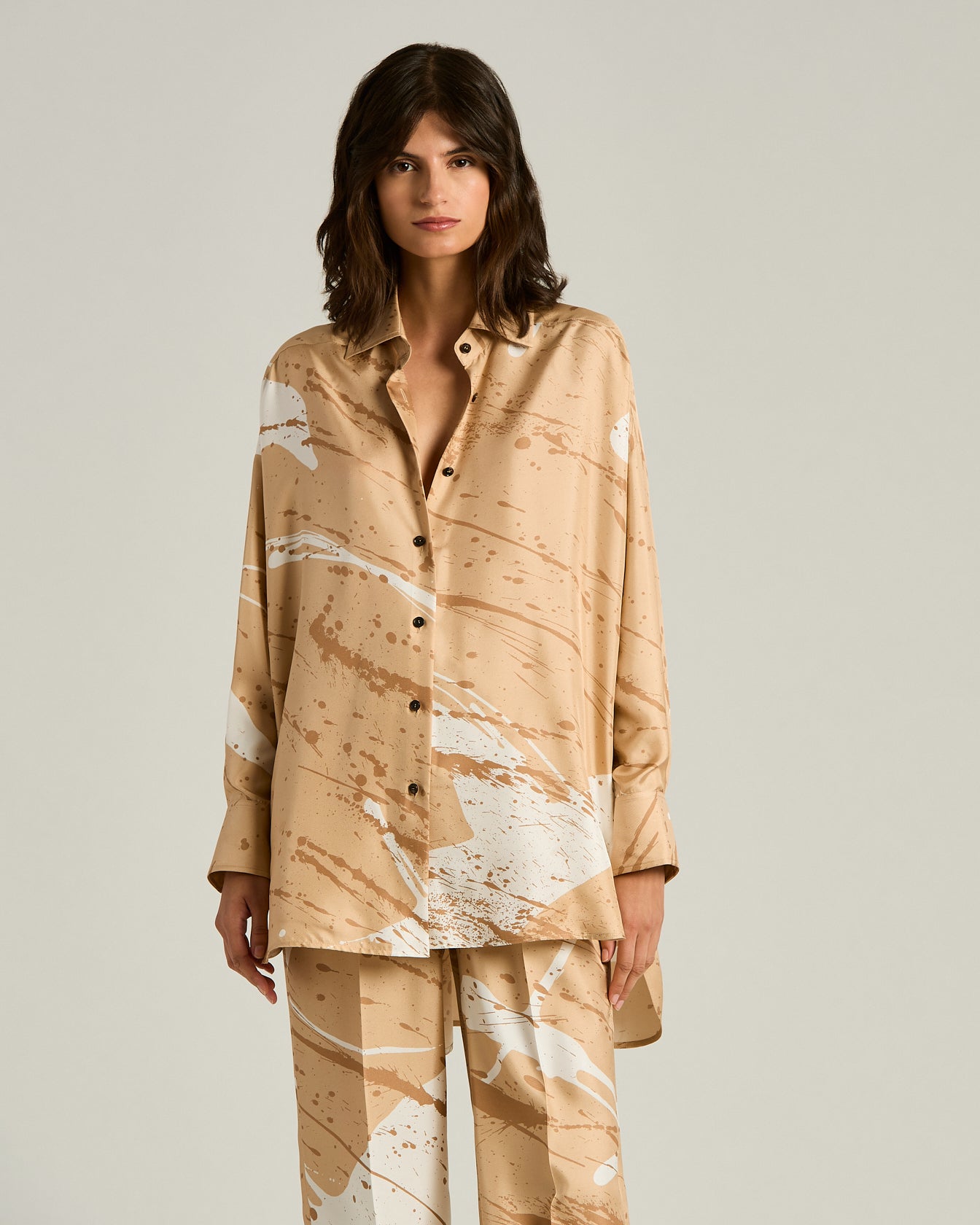 Kiton Seidenbluse Satin Muster Damen 40 Bluse