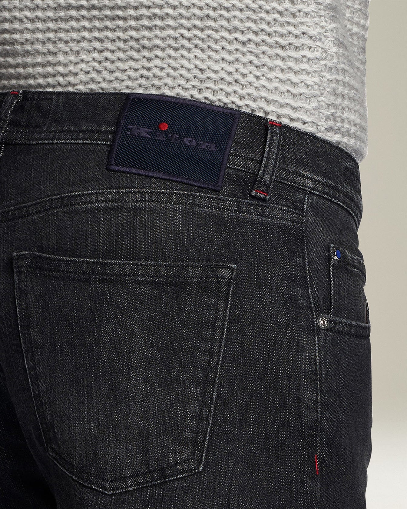 Kiton Pantaloni Cotone Slim Jeans dunkelgrau Baumwolle