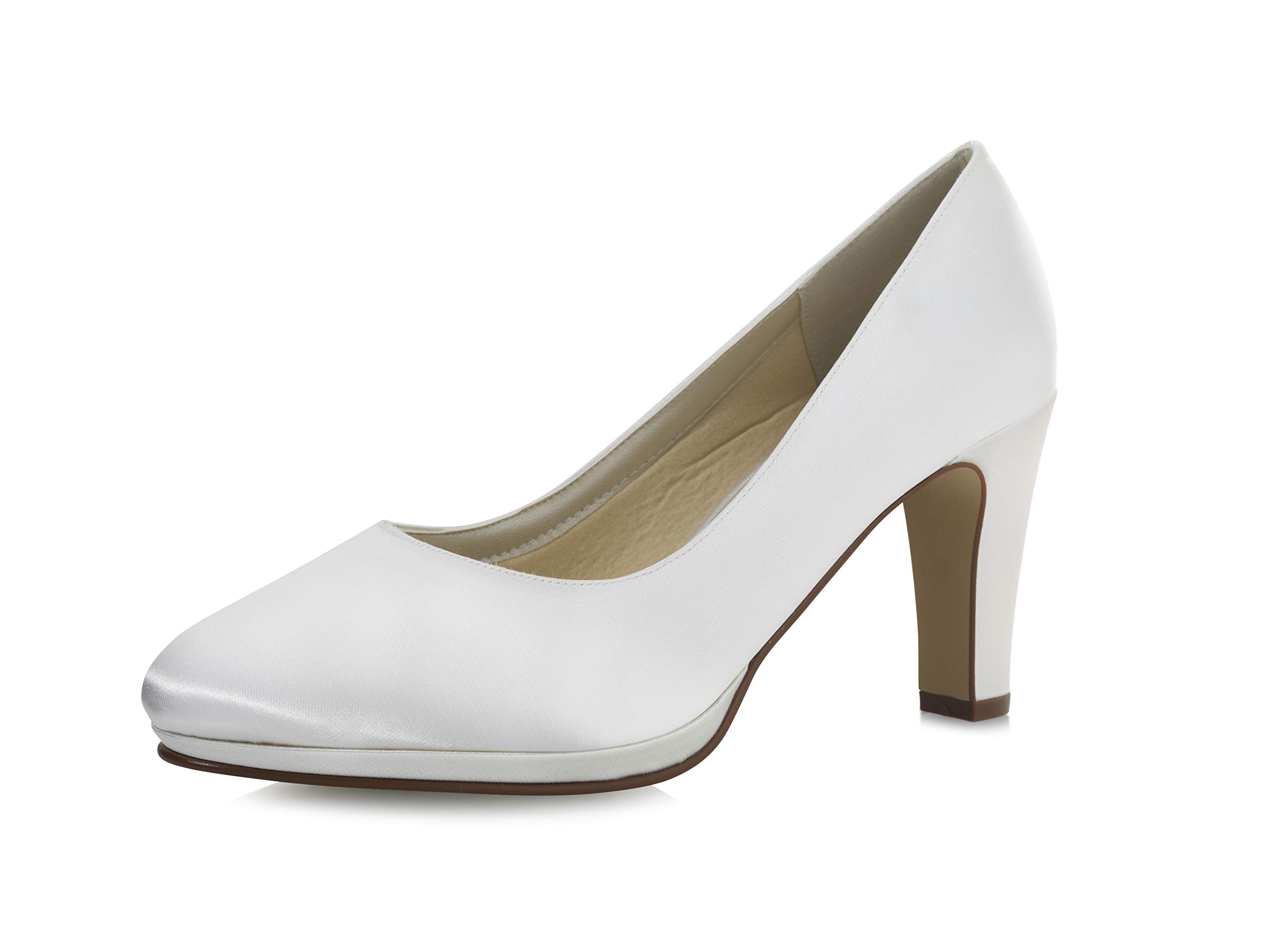 Rainbow Club Grace Weiß Satin Pumps Brautschuhe Blockabsatz