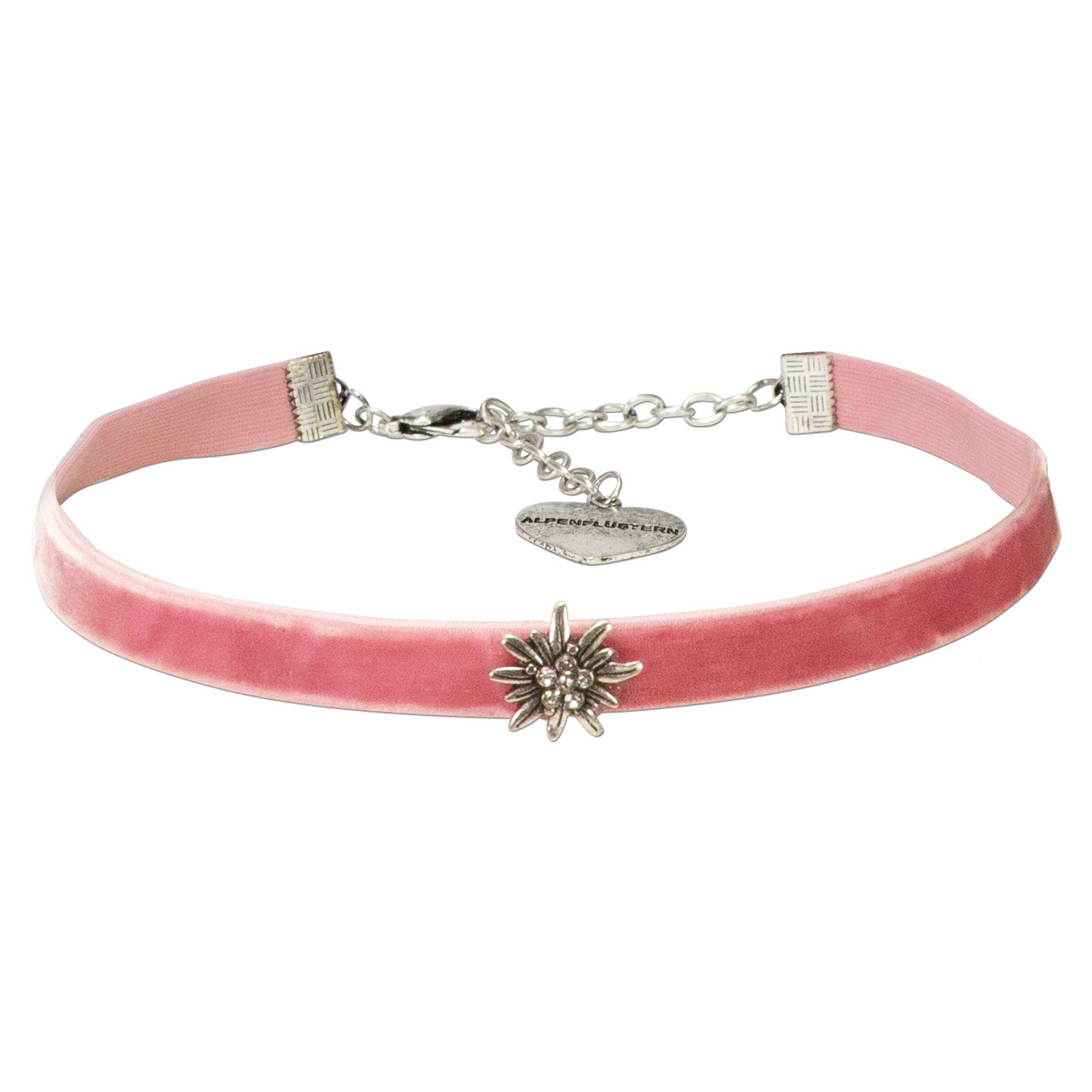 Alpenflüstern DAHEIM Kropfband Edelweiss Mini Samt Hell-Blau Choker