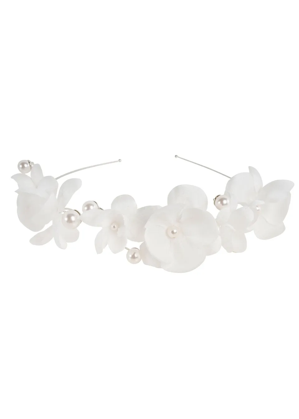 Elizabeth Bower Organna Floral Pearl Haarreif Rhodium Ivory