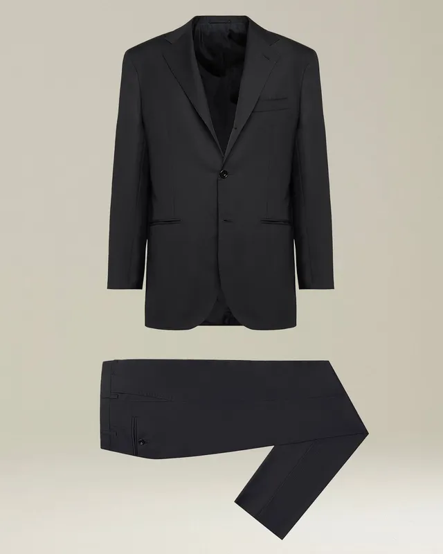 Kiton Suits Abito Lana Anzug schwarz Wolle 14 Micron