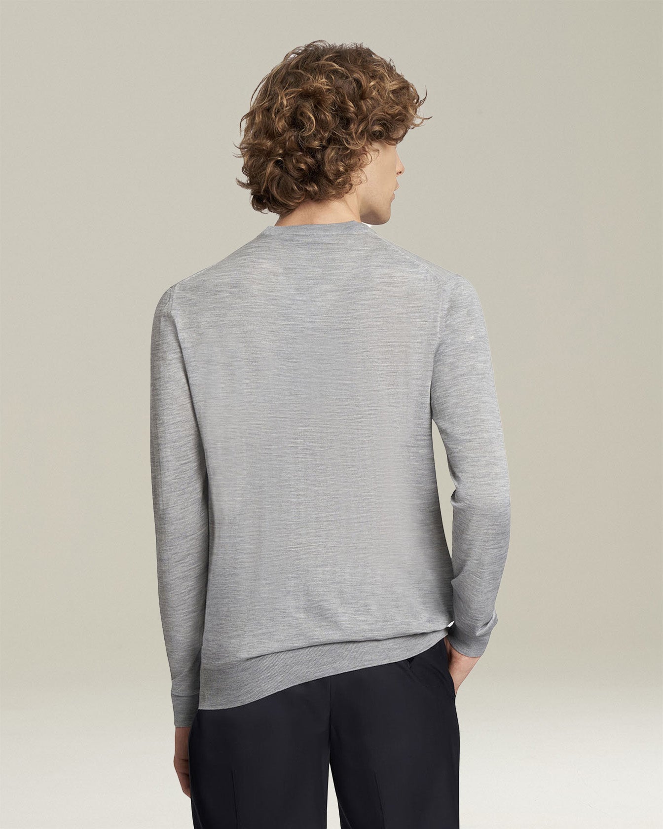 Kiton Knitwear V-Neck Pullover Wolle Herren Hellgrau