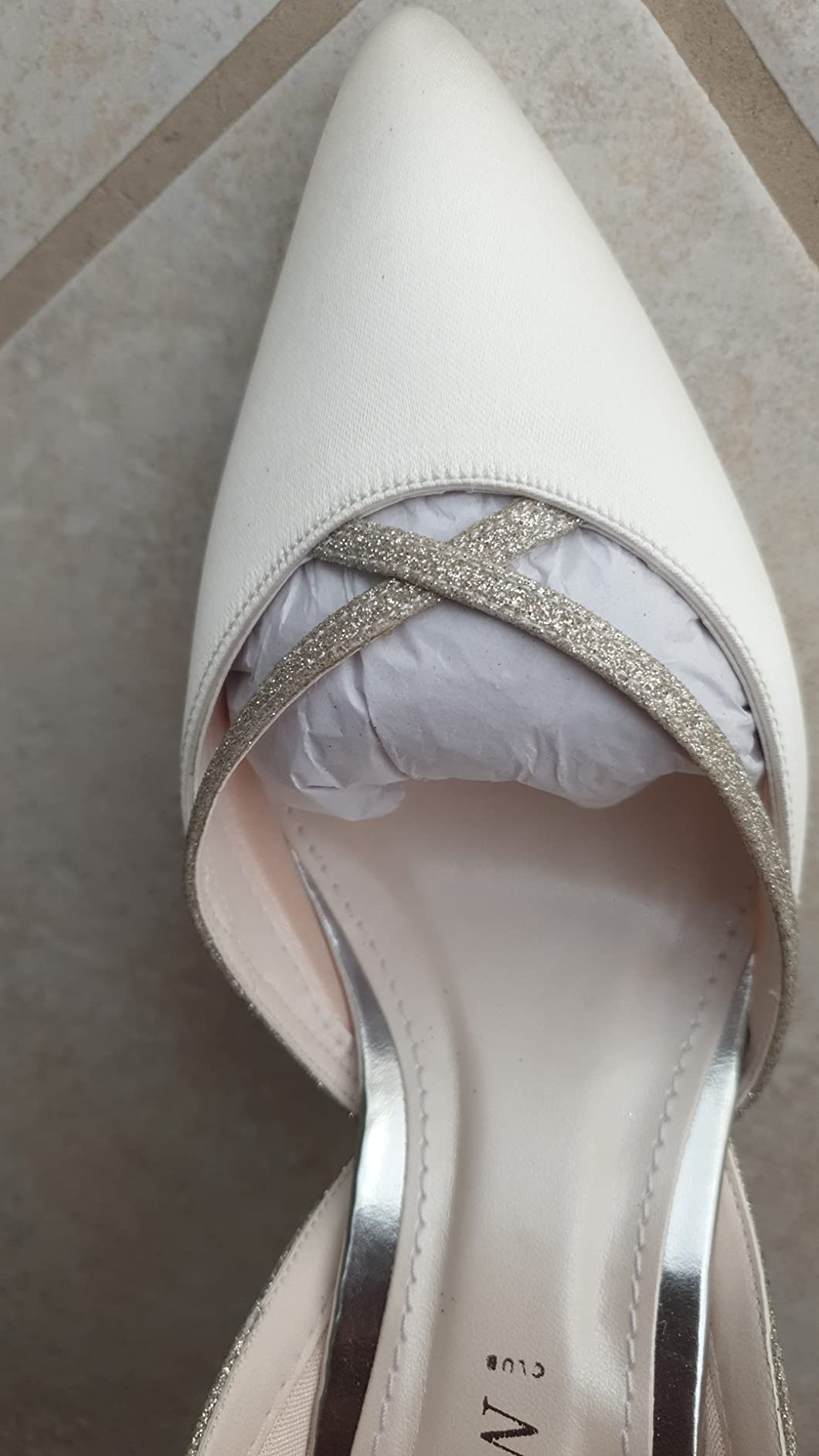Rainbow Club Georgia High Heels Ivory Glitzer Satin