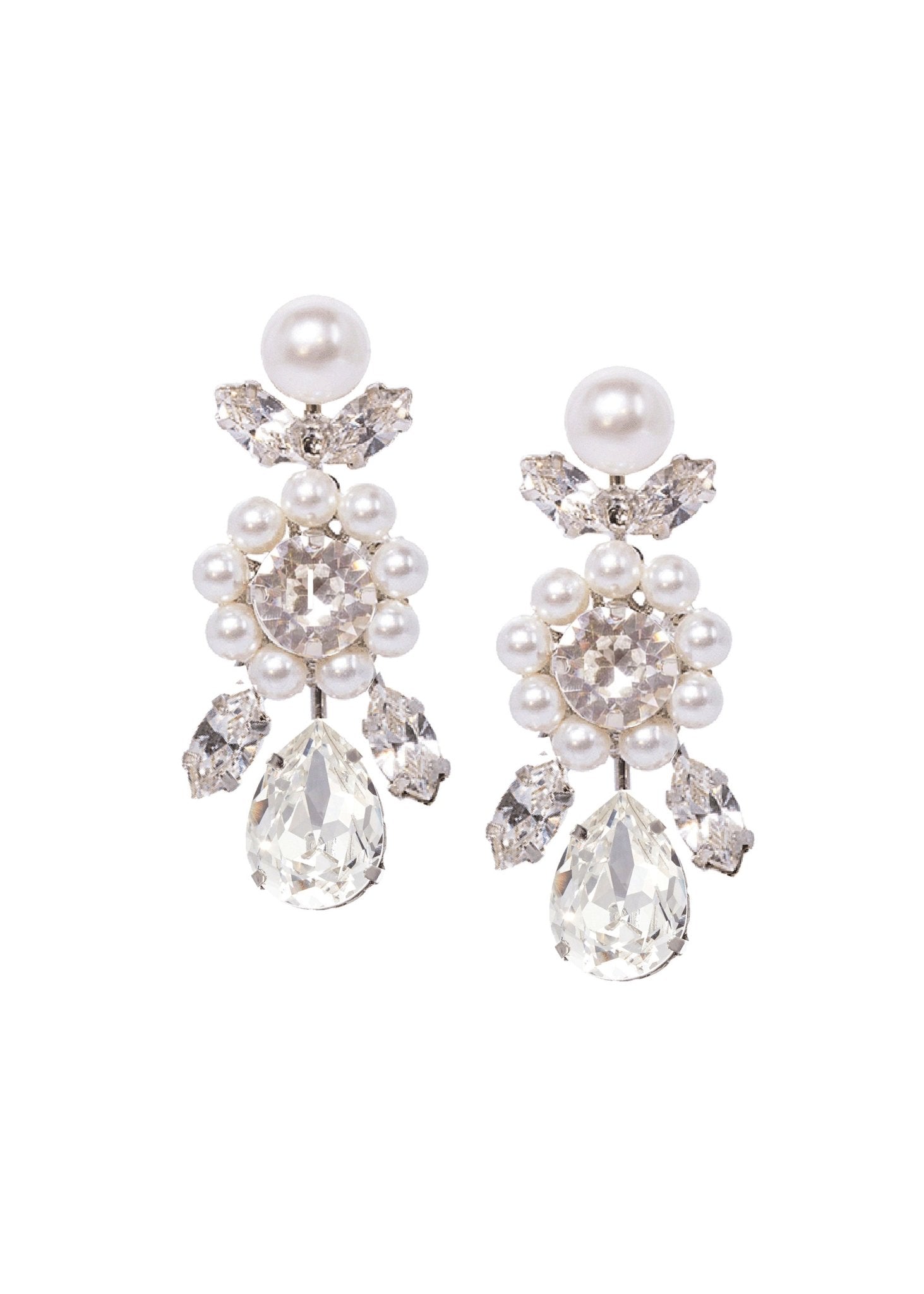 Elizabeth Bower Regal Crystal Brautohrringe Rhodium Stecker