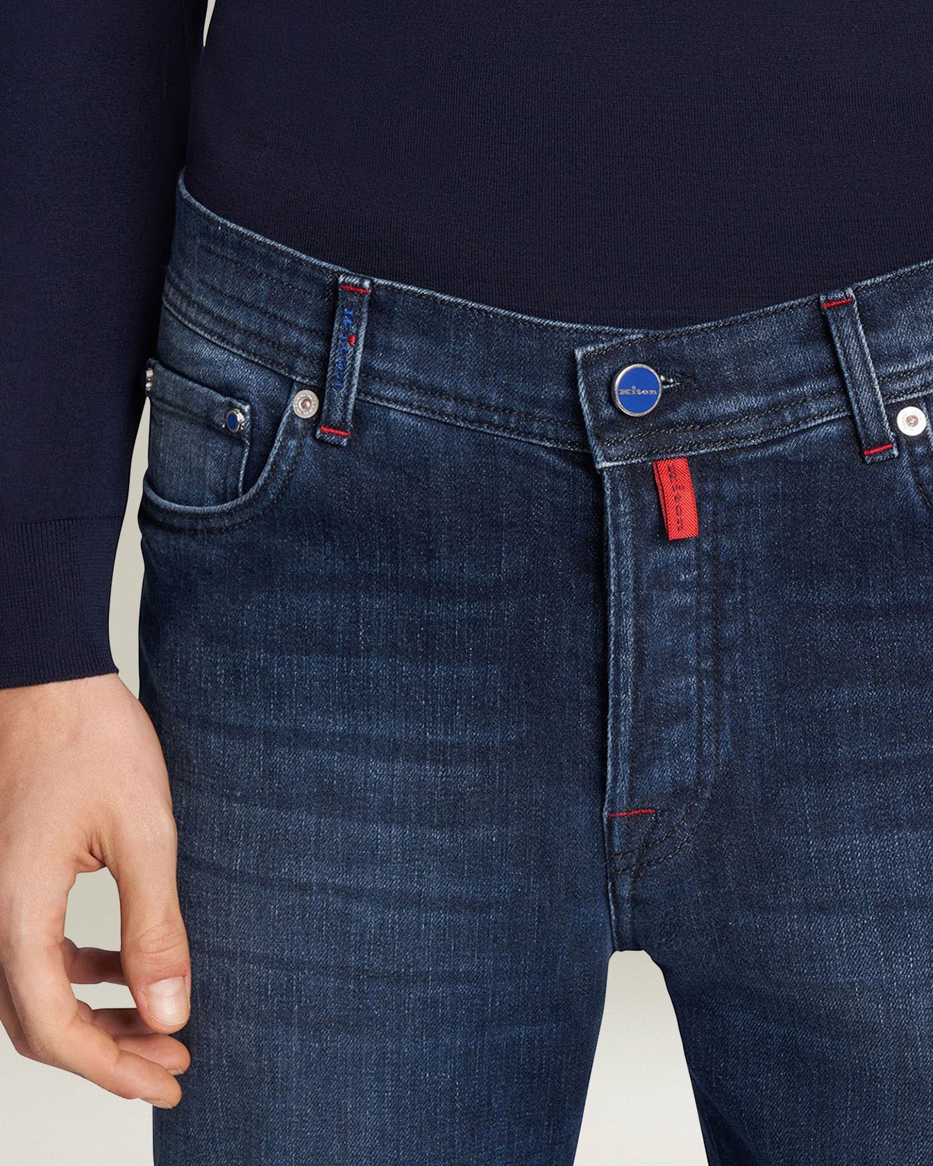 Kiton Pantaloni Cotone Jeans Hose Baumwolle Blau Ultra Slim