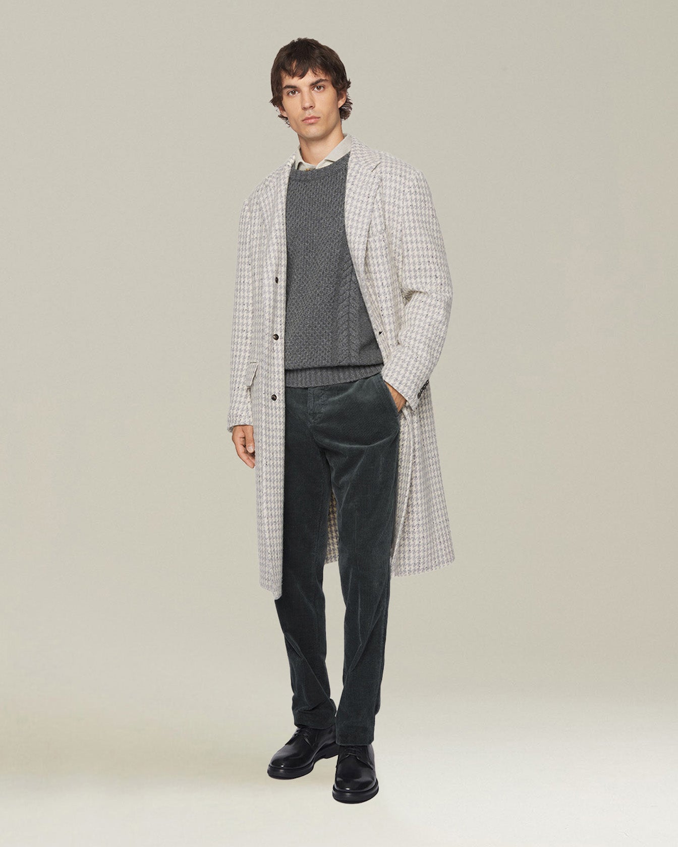 Kiton Outerwear Mantel Hahnentritt Cashmere 50