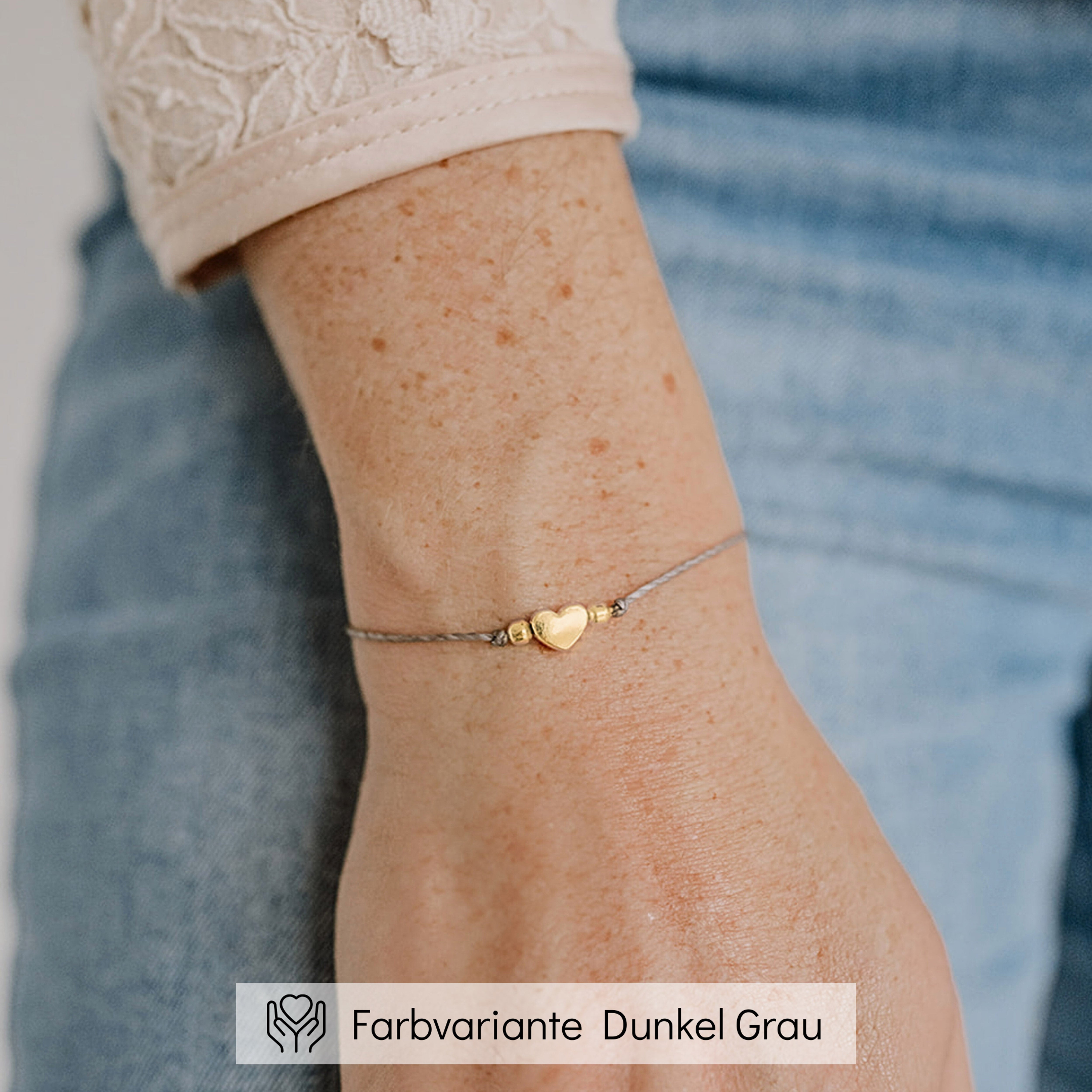Perlenbräute Trauzeugin Armband Gold mit Karte Grau