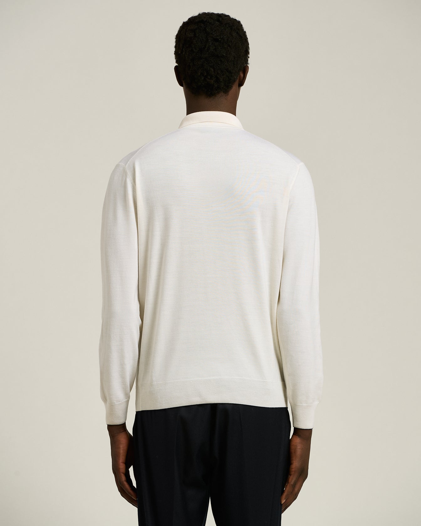 Kiton Long Sleeve Polo Poloshirt weiß Schurwolle