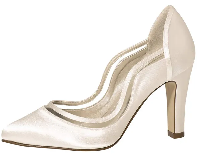 Rainbow Club Farrah Ivory Pumps Satin Blockabsatz 9 cm