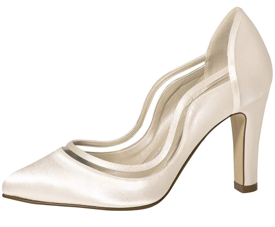 Rainbow Club Farrah Ivory Pumps Satin Blockabsatz 9 cm
