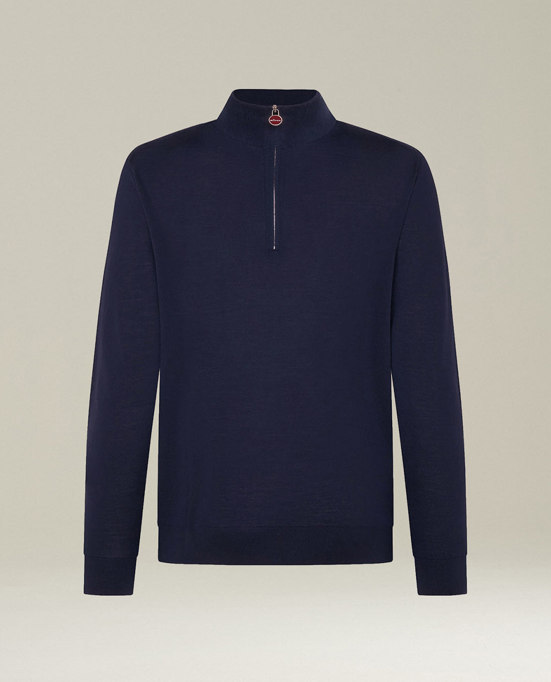 Kiton Knitwear Half-Zip Pullover Wolle Navy Herren