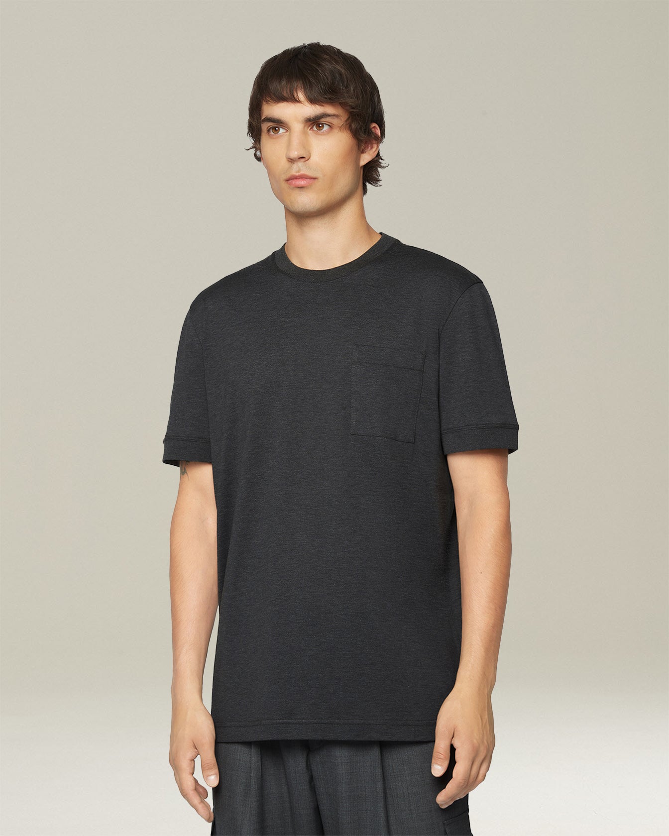 Kiton T-Shirts Jersey T-Shirt Brusttasche Wolle Seide