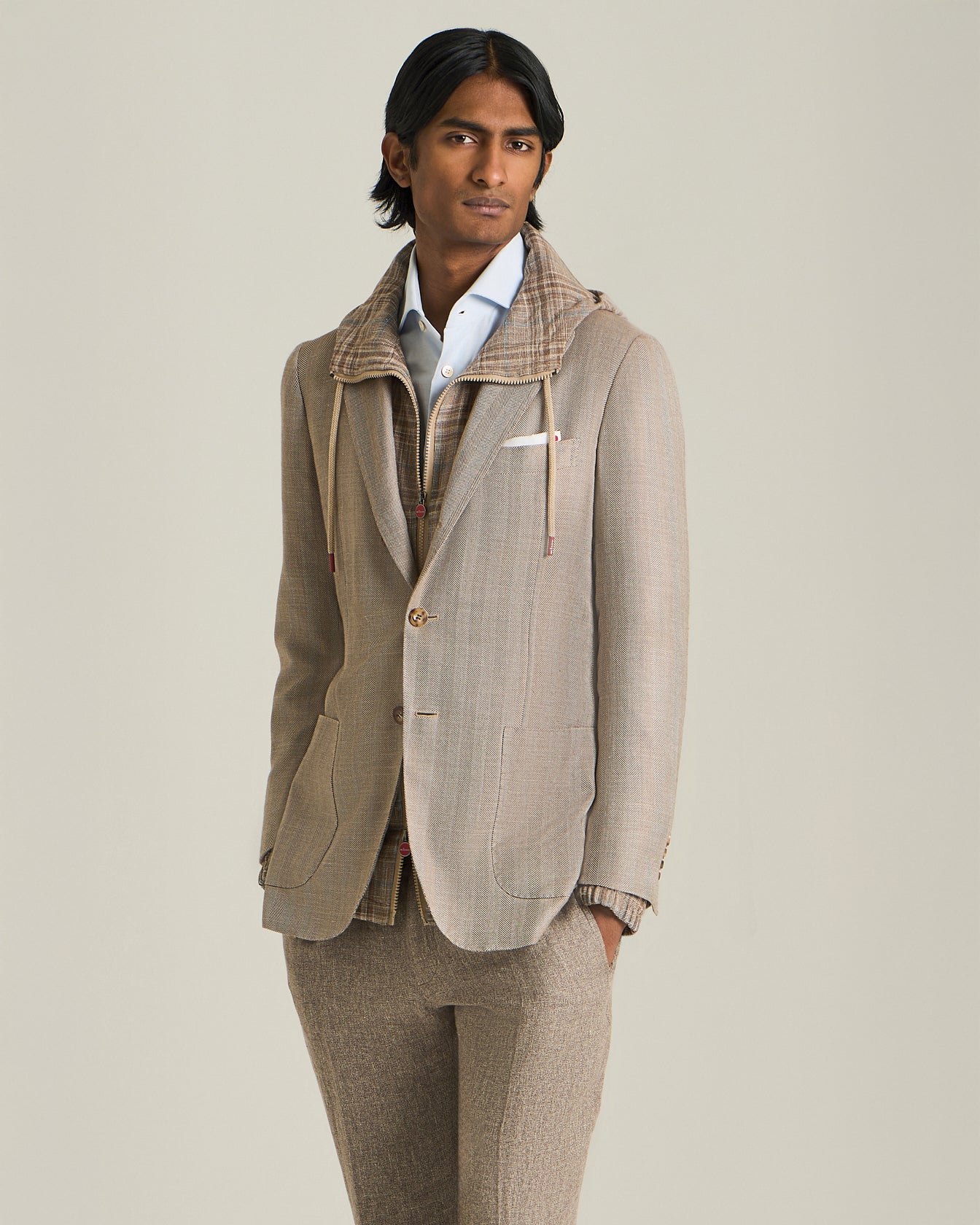 Kiton Jackets Cashmere Blend Fischgrät Blazer Gr. 50 Kaschmir