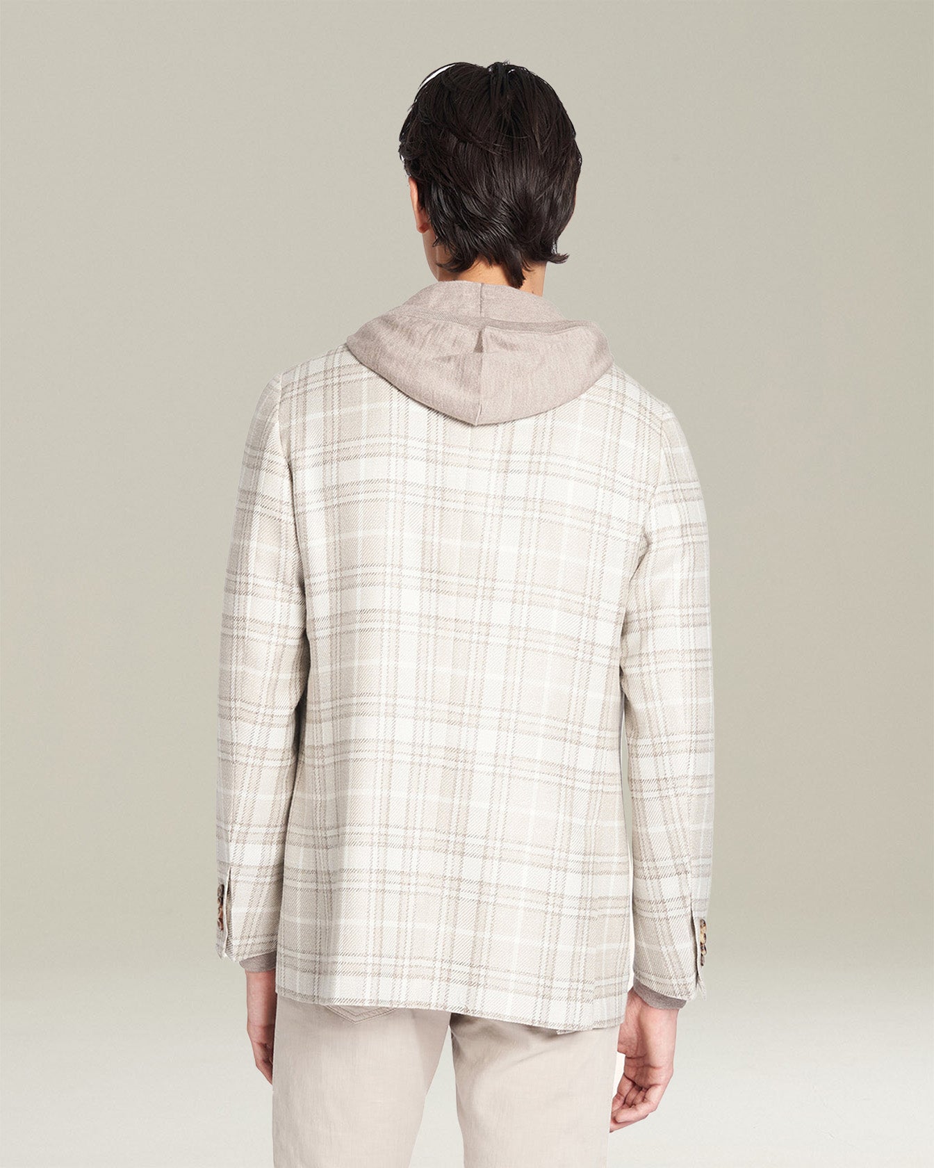 Kiton Jackets Tartan Sakko Wolle Kaschmir Seide beige karo