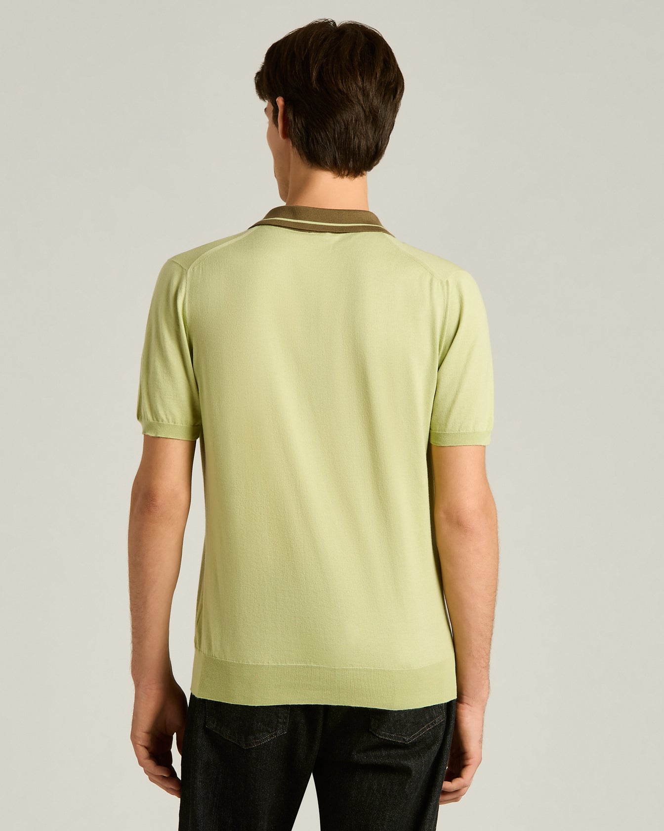 Kiton Polo Poloshirt pistazie Baumwolle Kontrastkragen