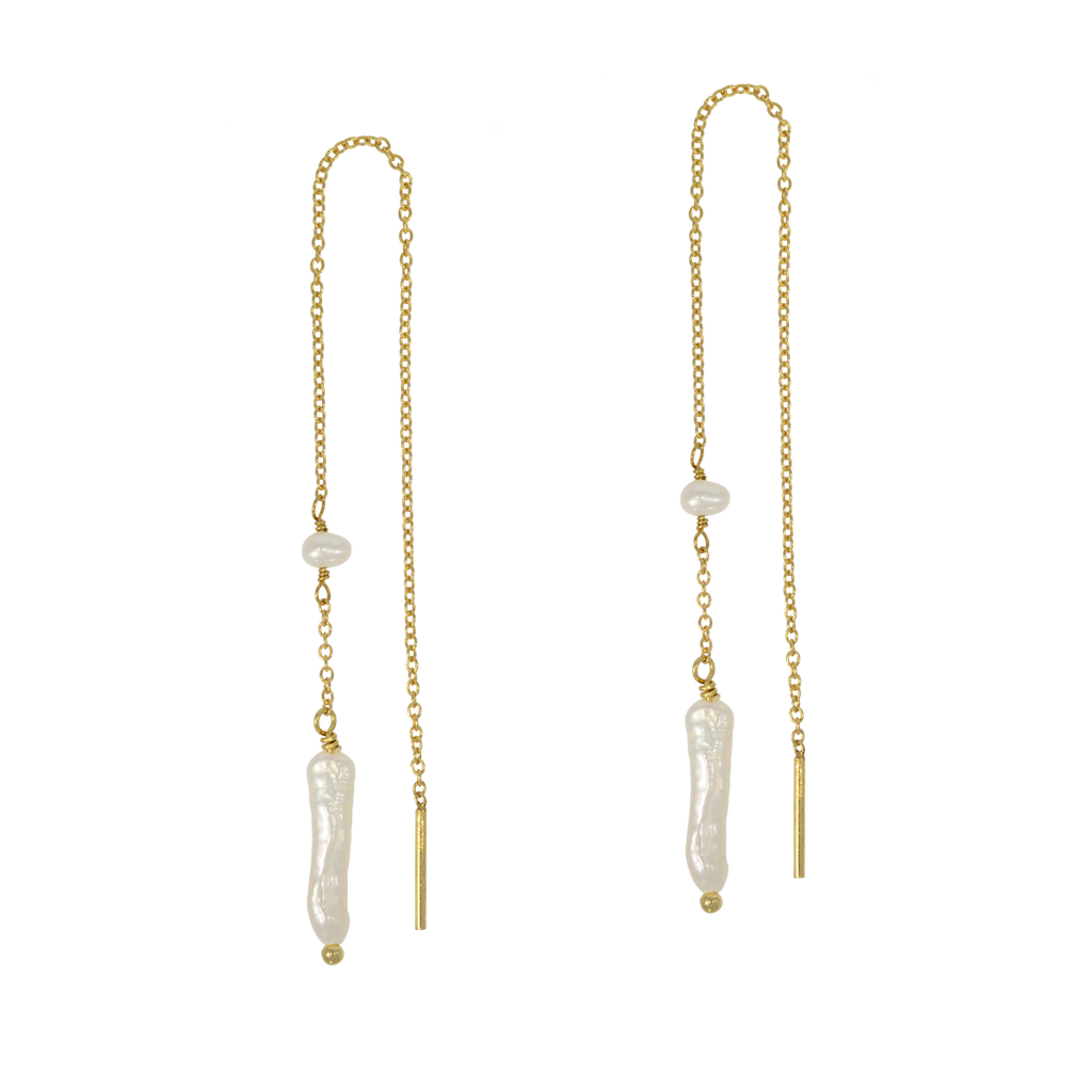 Juvelan Genius Durchzieh-Ohrringe Perlen 14 cm Gold