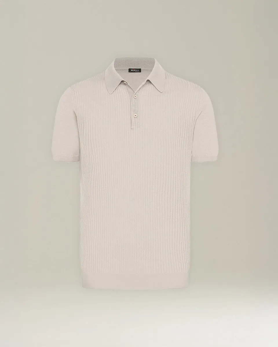 Kiton Cotton Polo Shirt Poloshirt Baumwolle Gr. L Gerippt