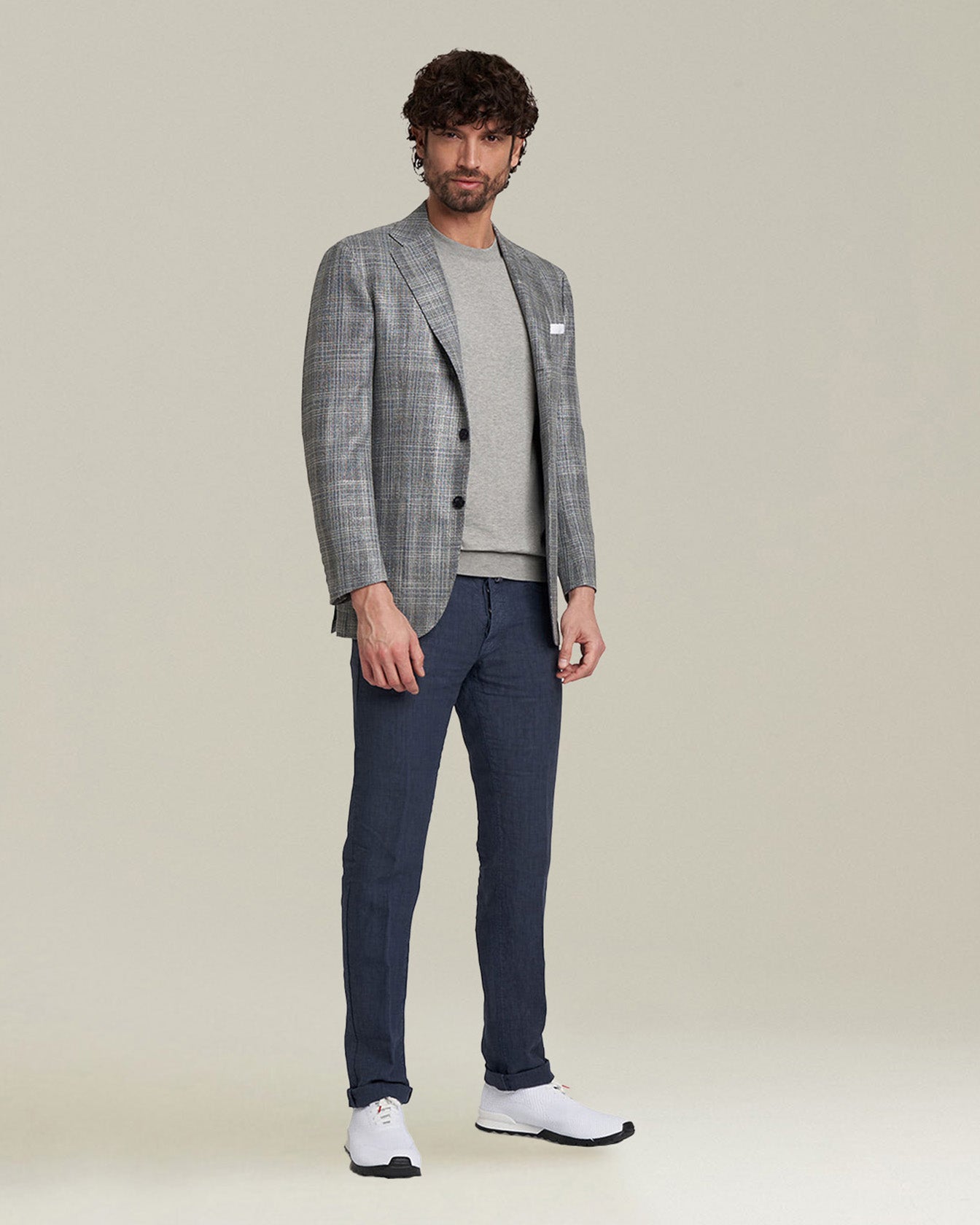 Kiton Trousers/Skirts TROUSERS LINEN Jeans Leinen air force blue