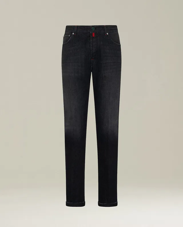 Kiton Jeans Five-Pocket washed black Gr. 33 Stretch tapered