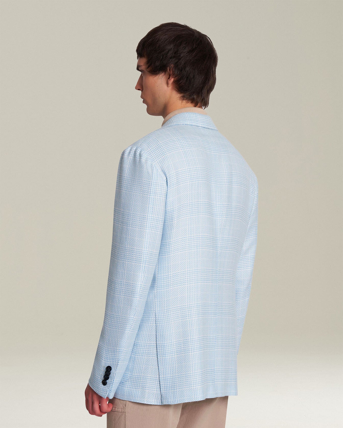 Kiton Giacca Sakko Hellblau Kaschmir Prince of Wales