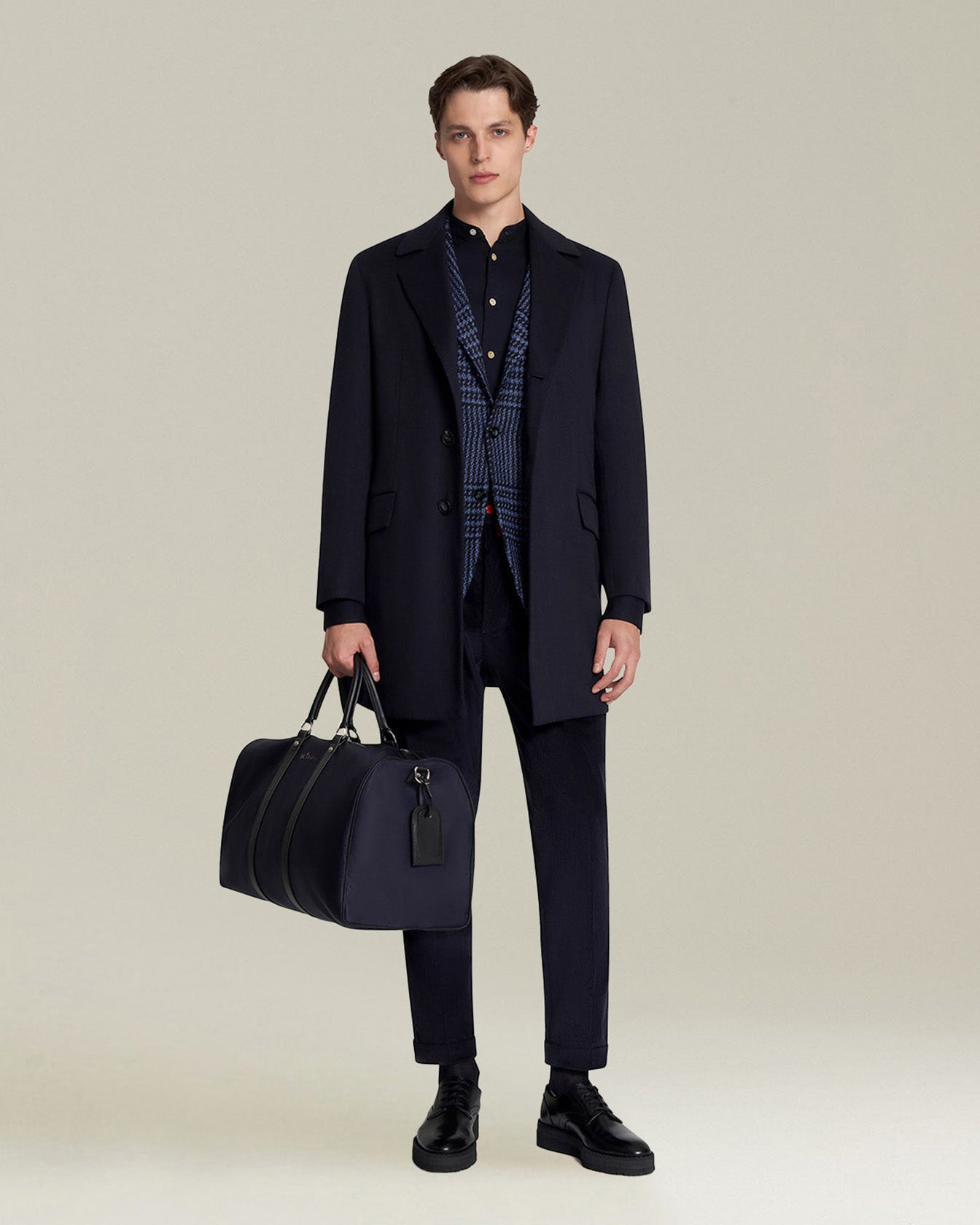 Kiton Caban Jacke Kaschmir Vikunja blau einreihig