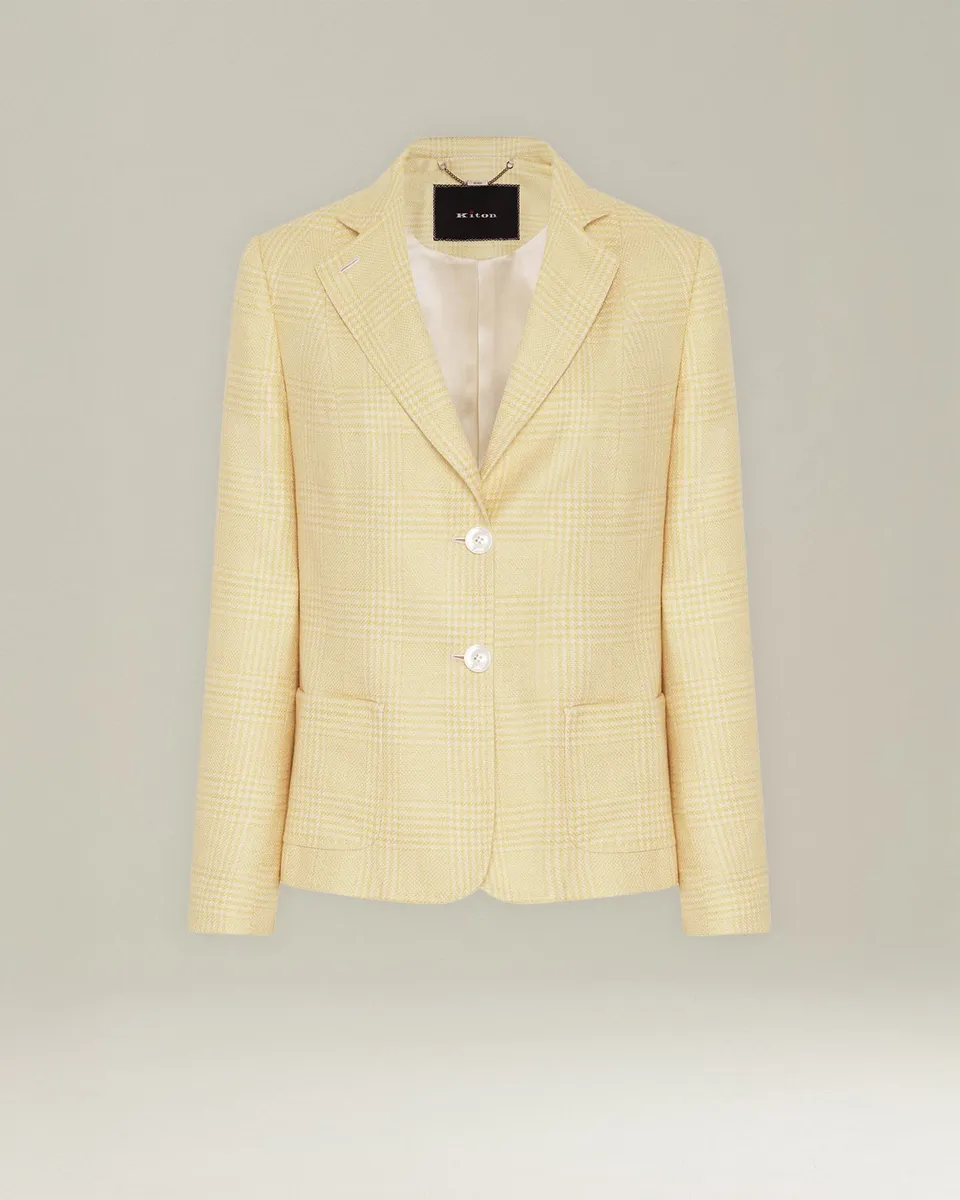 Kiton Jackets Glen Plaid Silk Sakko 48 Seide-Kaschmir