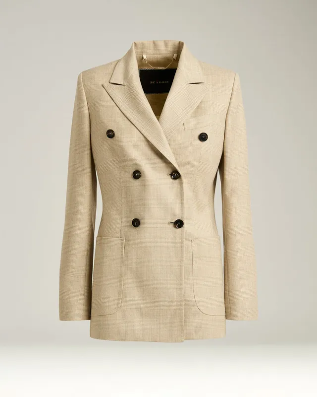 Kiton Jackets Blazer Schurwolle Beige Doppelreihig