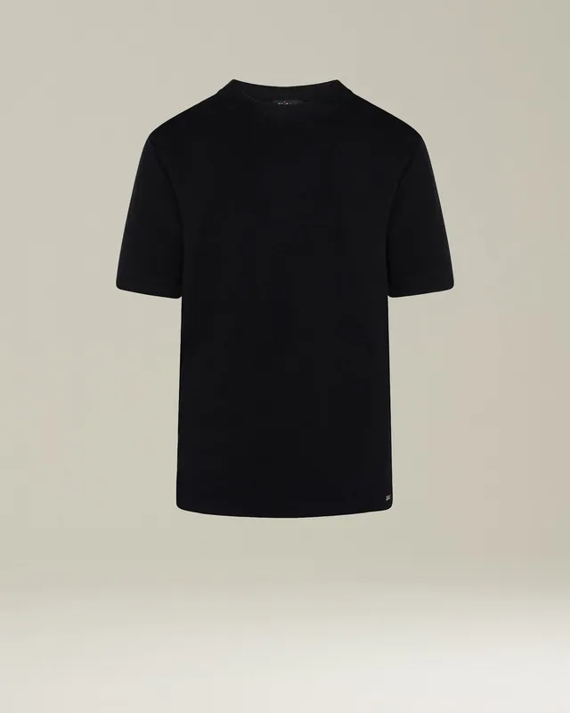 Kiton Shirts T-Shirt Viskose Schwarz Rundhals