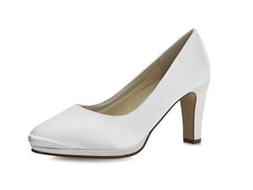 Rainbow Club Grace Weiß Satin Pumps Brautschuhe Blockabsatz