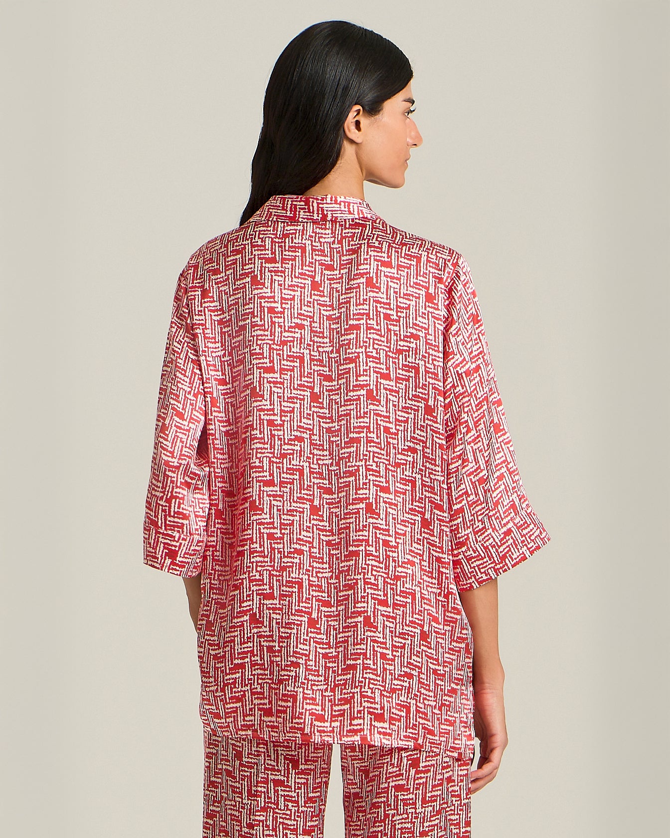 Kiton Shirts Bluse Seide rot Gr.40 Oversized 3/4-Arm