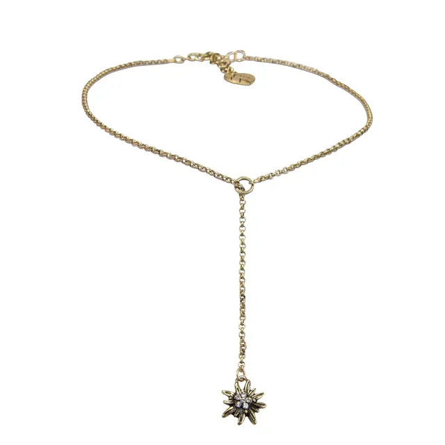 Alpenflüstern DAHEIM Y-Halskette DHK232 Strass-Edelweiß Dirndlkette