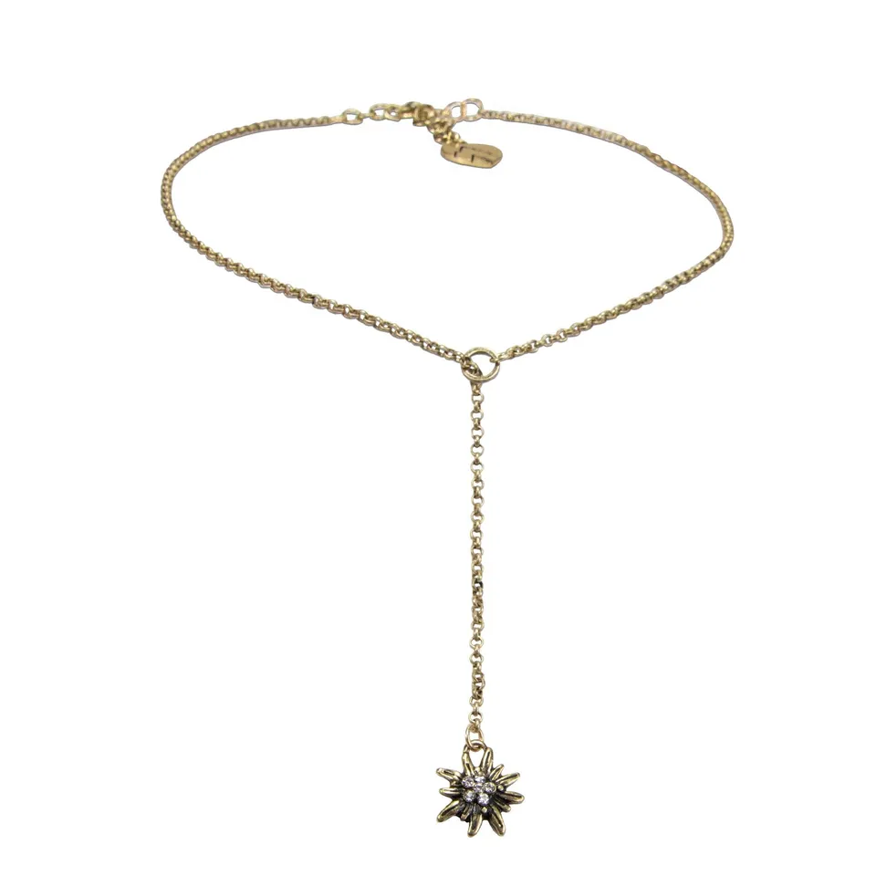 Alpenflüstern DAHEIM Y-Halskette DHK232 Strass-Edelweiß Dirndlkette